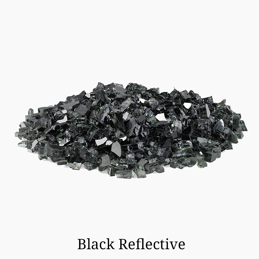 Black Reflective Fire Glass